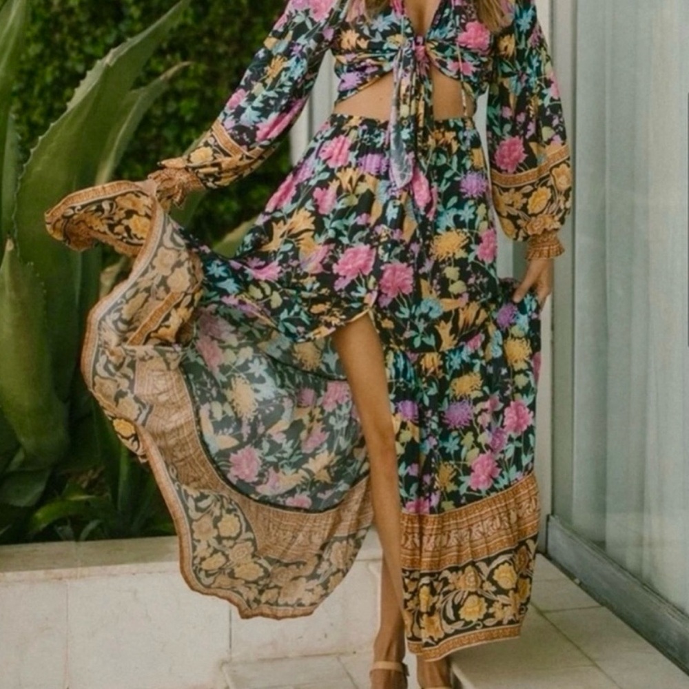 Spell & The Gypsy Collective Floral Multicolor Elastic Waist Skirt